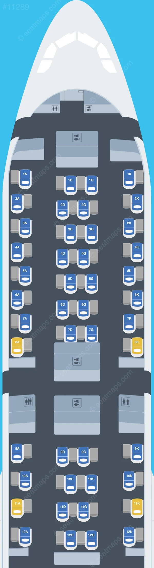 Airhub Airlines Airbus A330-300 seatmap preview