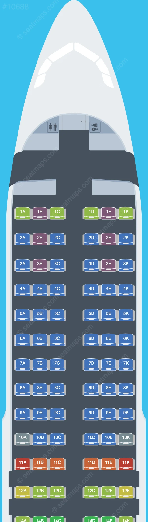 Avianca Airbus A320-200 V.1 seatmap preview