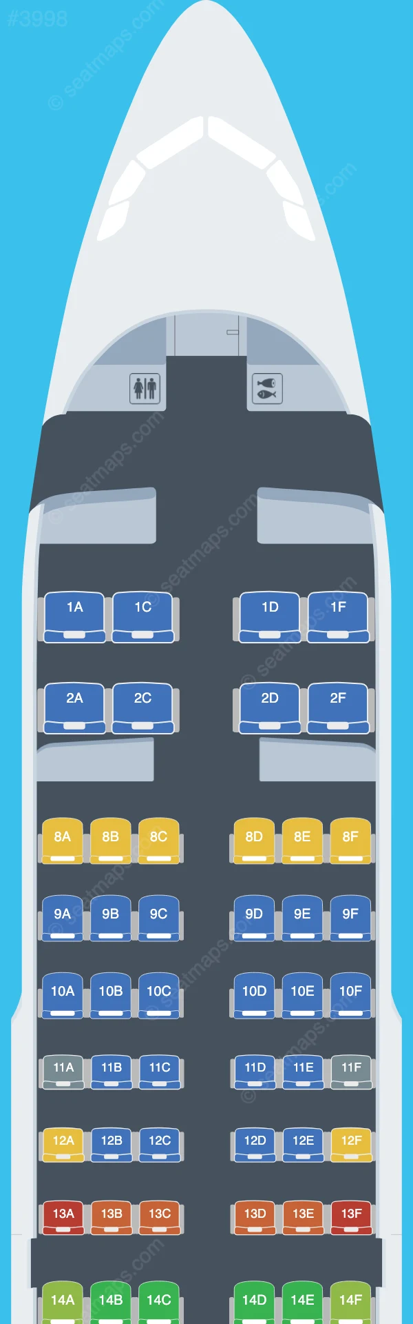 American Airlines Airbus A319-100 seatmap preview