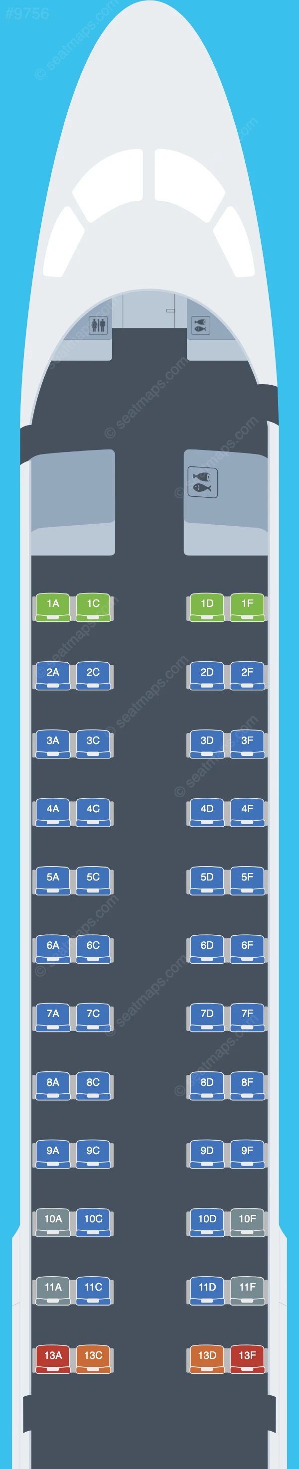 Ukraine International Airlines Embraer E195 seatmap preview
