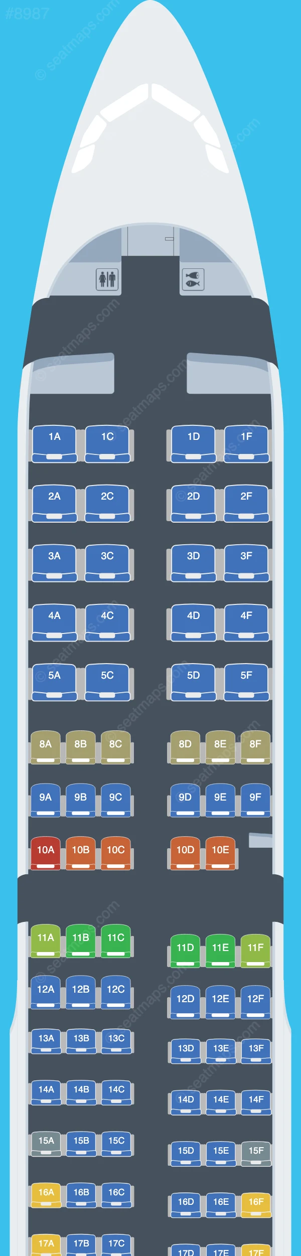 American Airlines Airbus A321-200 V.1 seatmap preview