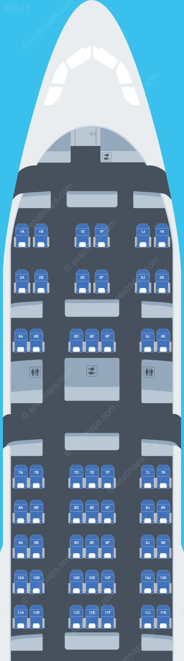 Jordan Aviation Airbus A330-200 seatmap preview