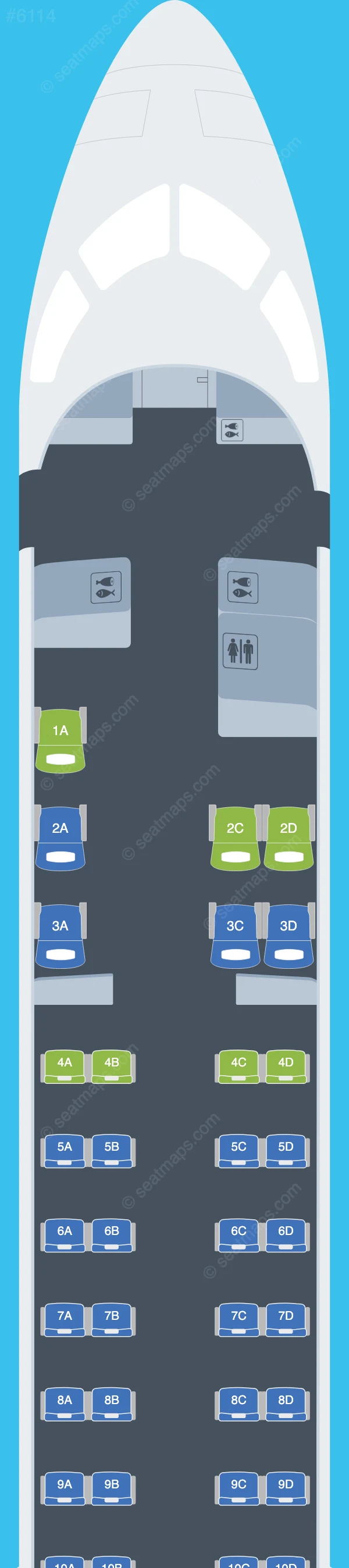 RwandAir Bombardier CRJ900 seatmap preview