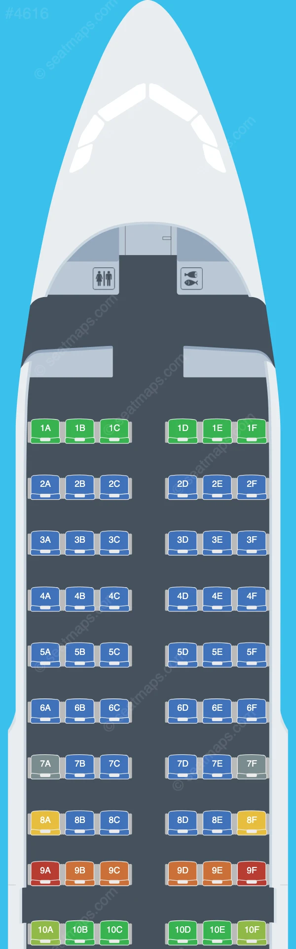Tunisair Airbus A319-100 V.2 seatmap preview