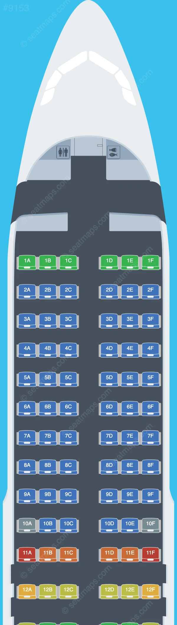 Freebird Airlines Europe Airbus A320-200 seatmap preview