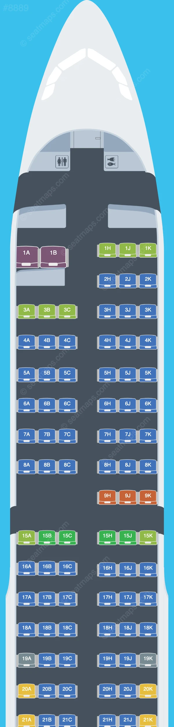 Air Transat Airbus A321-200 seatmap preview