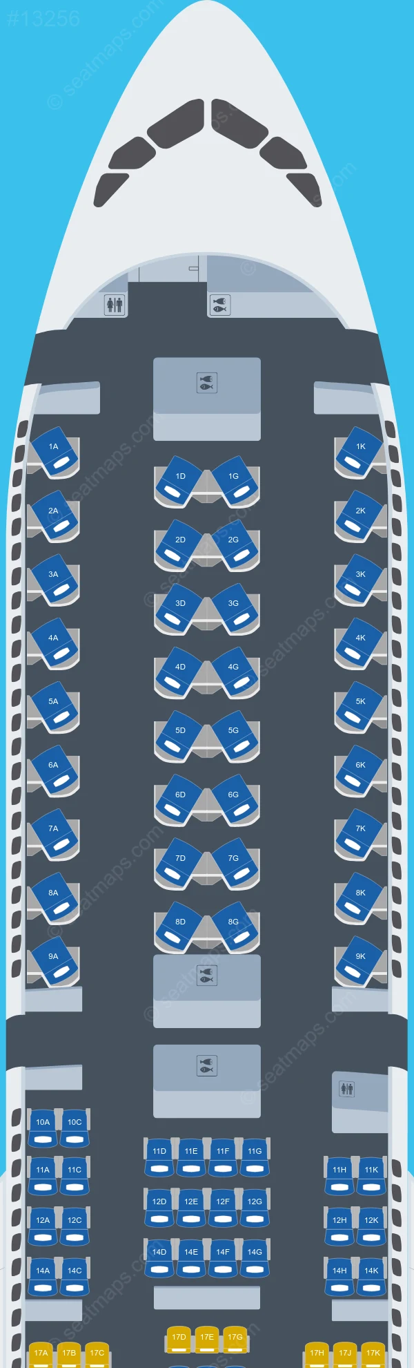 KLM Airbus A350-900 seatmap preview