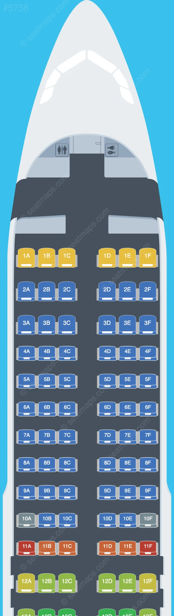 Frontier Airlines Airbus A320-200 V.1 seatmap preview