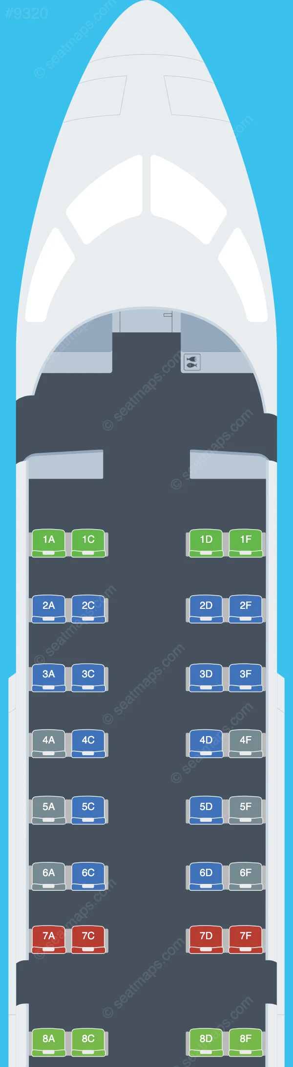 Aruba Airlines Bombardier CRJ200 seatmap preview