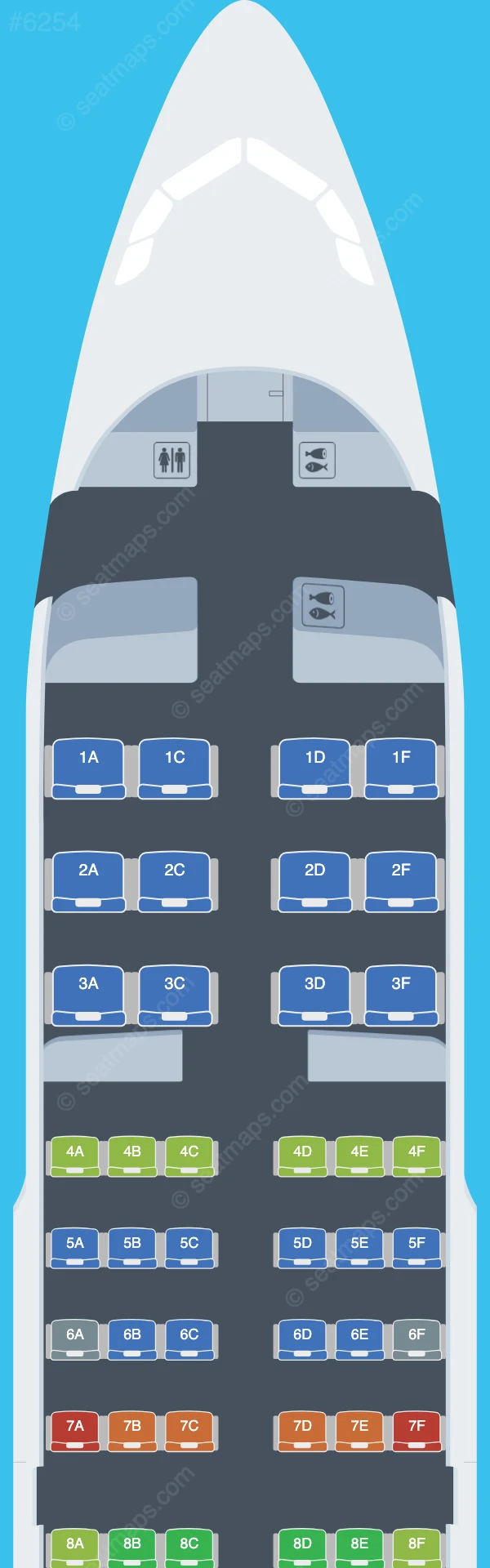 Tunisair Airbus A319-100 V.1 seatmap preview