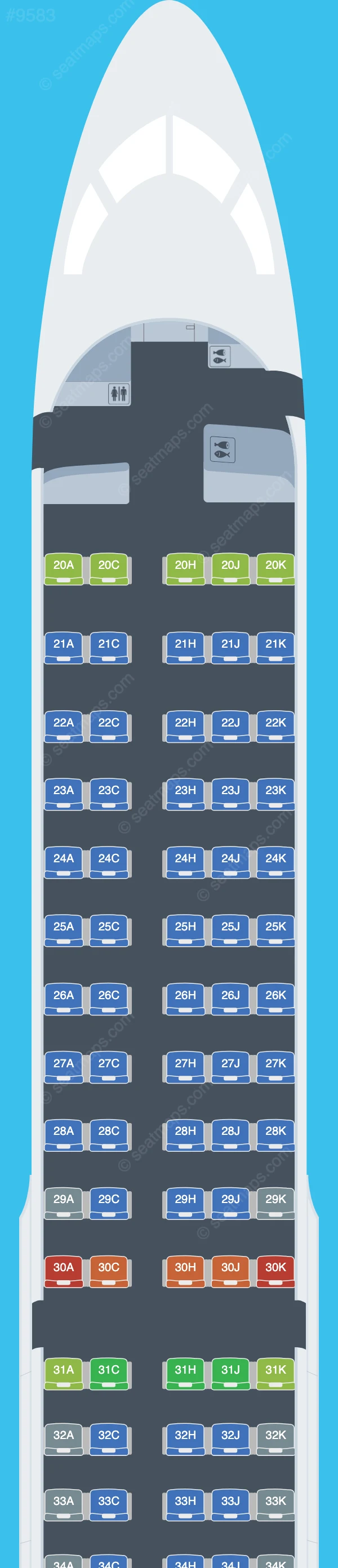 Egyptair Airbus A220-300 seatmap preview