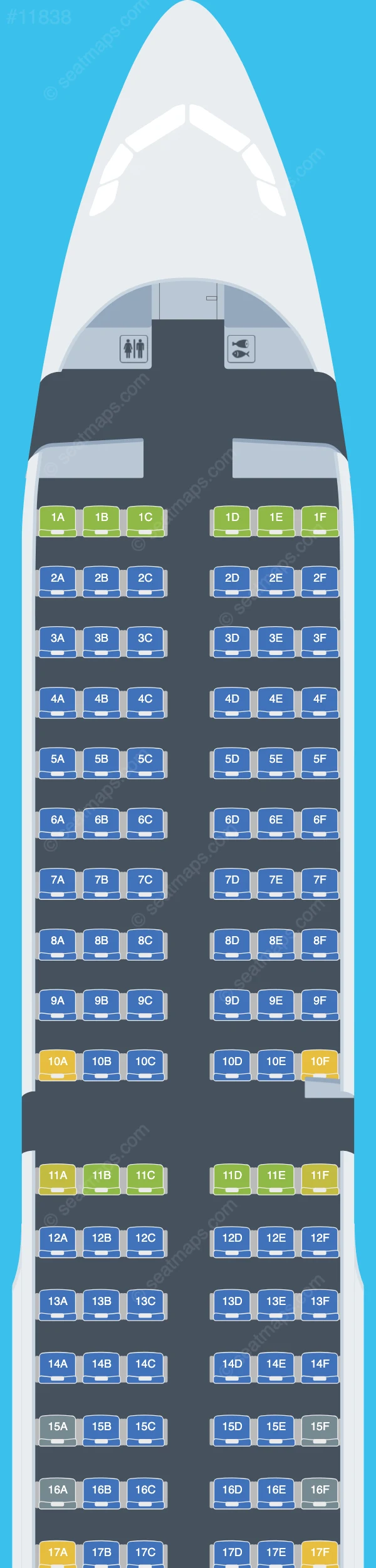 Viva Airbus A321-200 V.3 seatmap preview