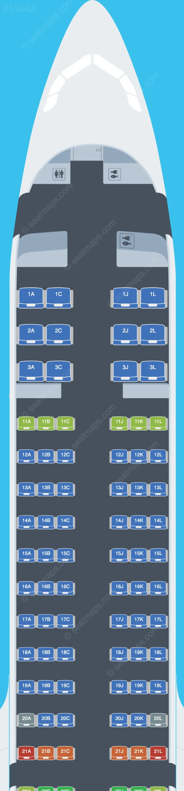 Air China Airbus A321neo V.2 seatmap preview