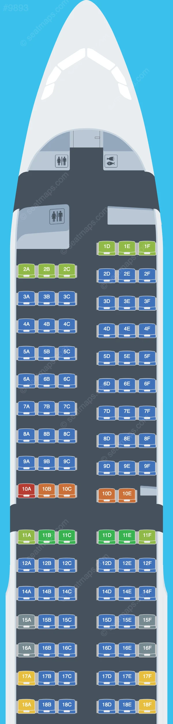 Hi Fly Airbus A321-200 seatmap preview