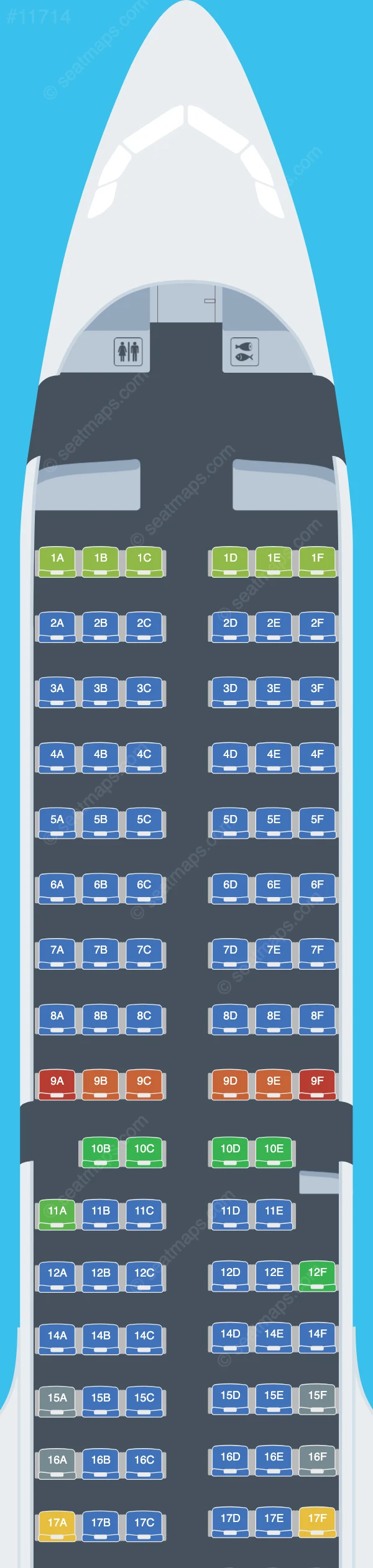 Electra Airways Airbus A321-100 seatmap preview