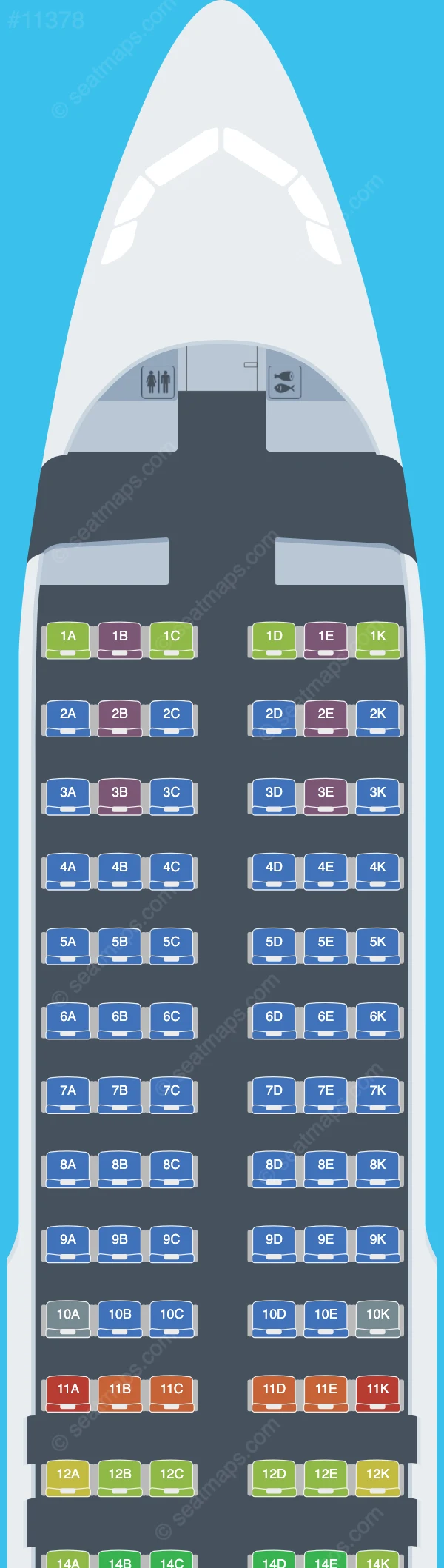 Avianca Express Airbus A320-200 seatmap preview