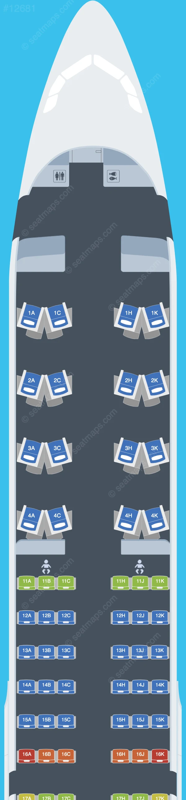 Kuwait Airways Airbus A321neo LR seatmap preview