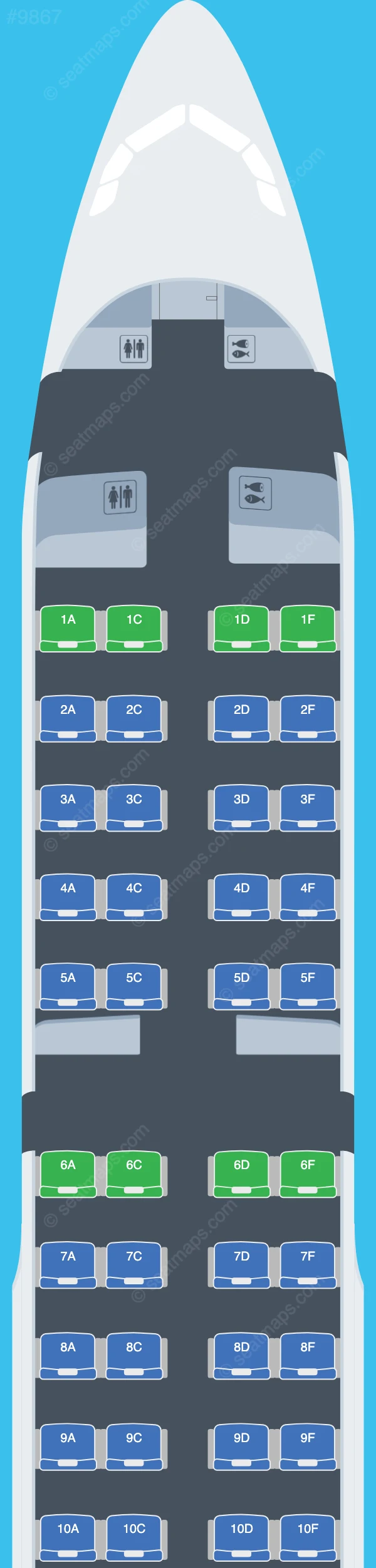 Titan Airways Airbus A321-200 V.5 seatmap preview