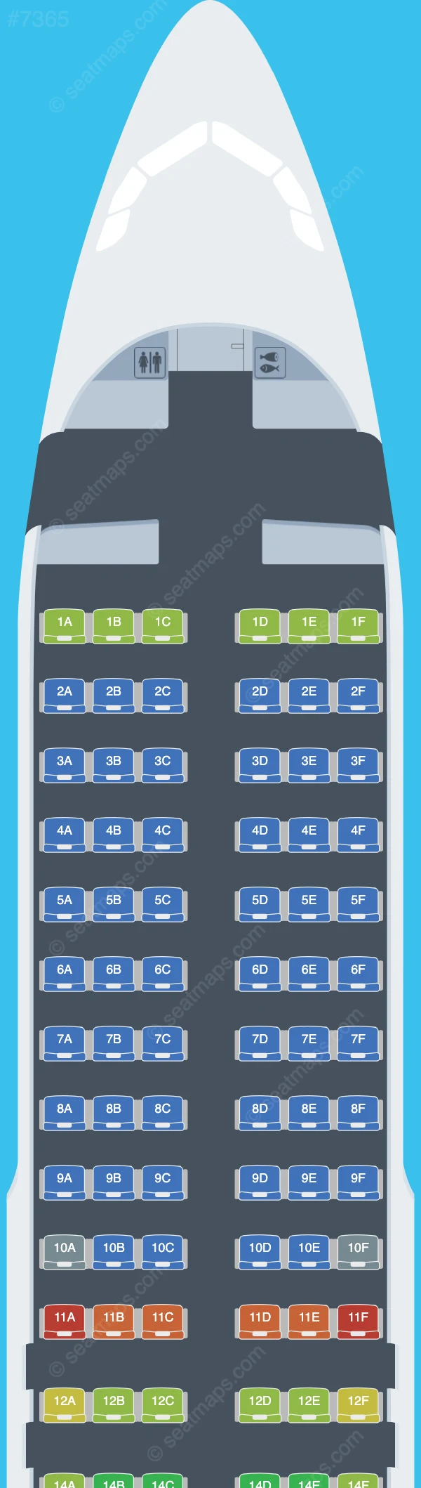 Pan Pacific Airlines Airbus A320-200 seatmap preview