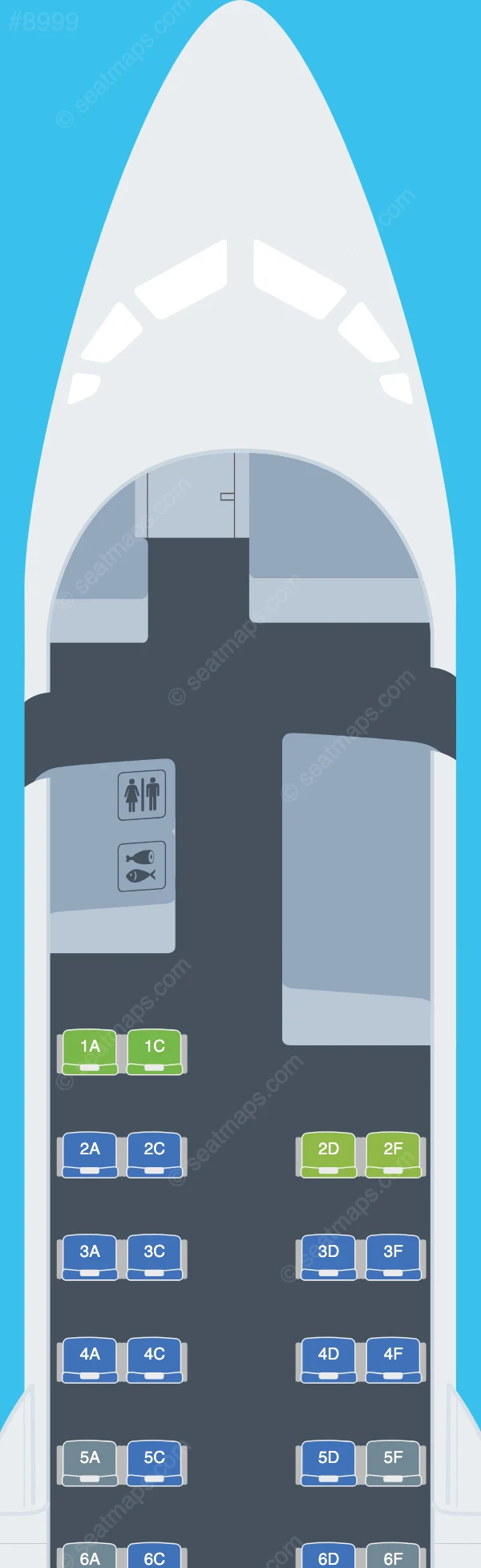 Aero Mongolia Fokker 50 seatmap preview