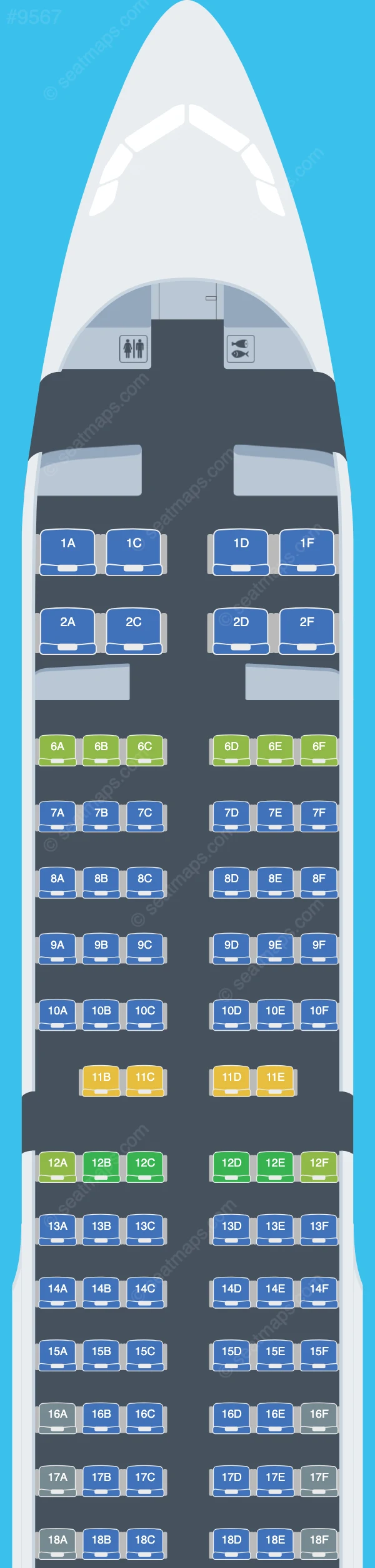 Etihad Airways Airbus A321-200 seatmap preview
