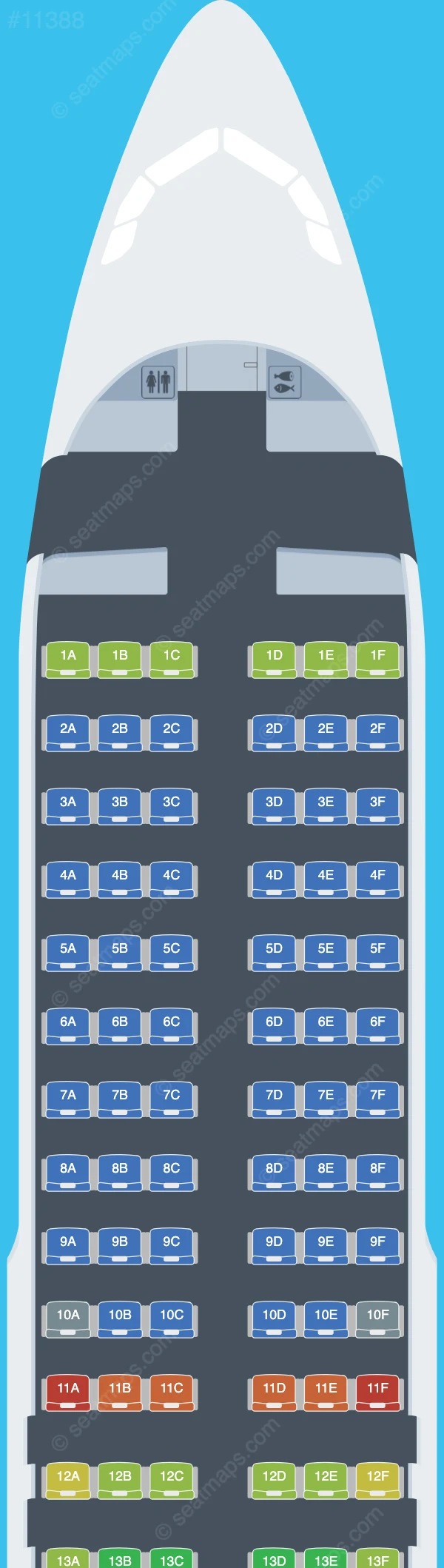 Fly Lili Airbus A320-200 seatmap preview