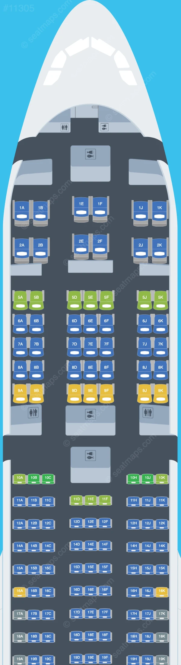 Air Caraibes Atlantique Airbus A330-300 seatmap preview