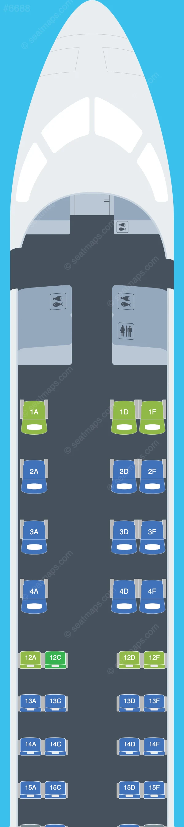 Jazz Air Bombardier CRJ900 seatmap preview