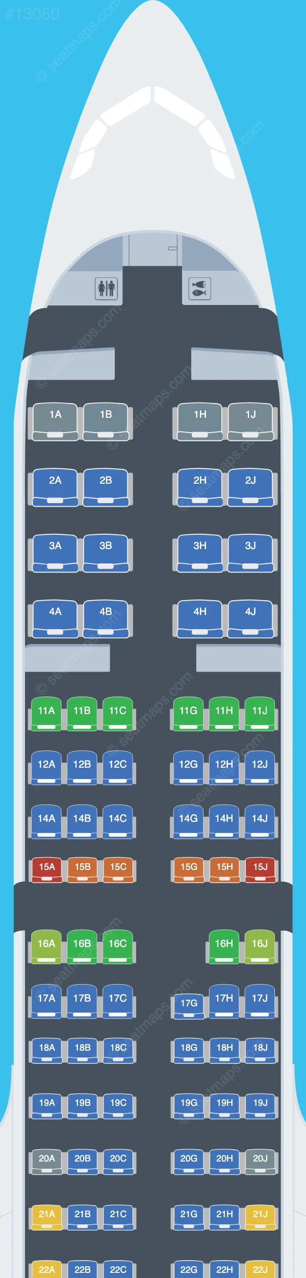 Alaska Airlines Airbus A321neo seatmap preview