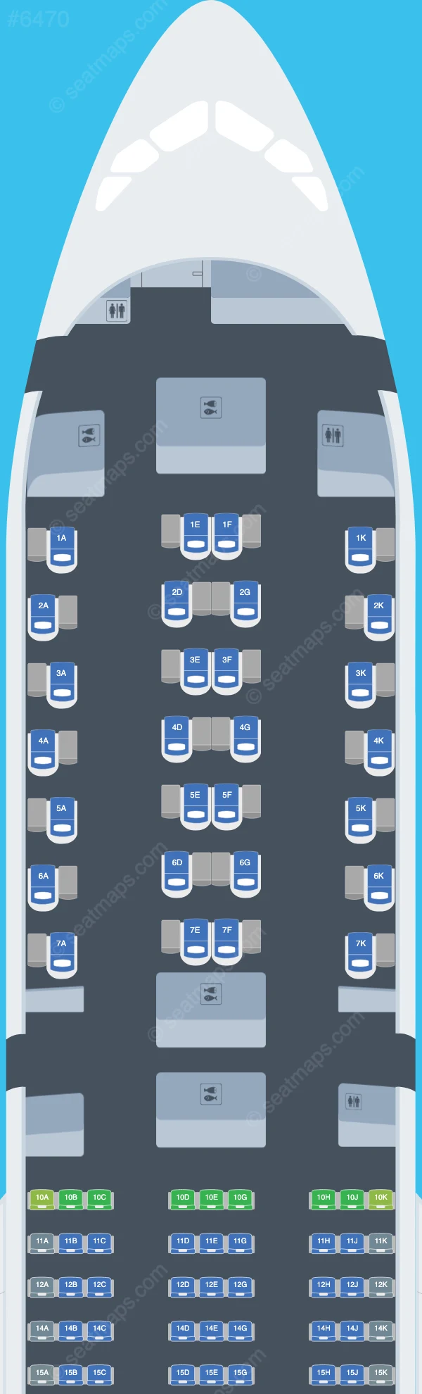Asiana Airlines Airbus A350-900 seatmap preview