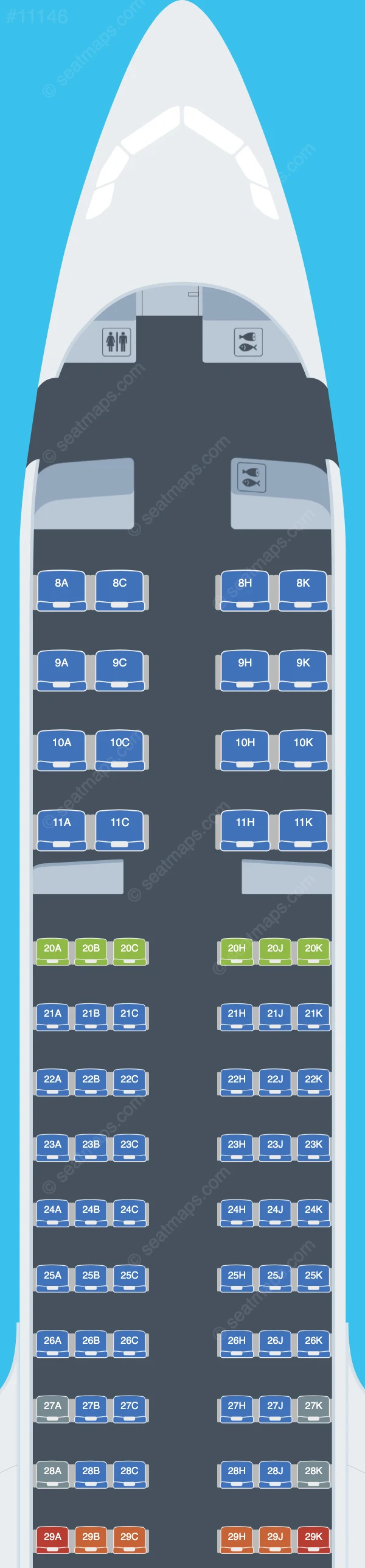 Egyptair Airbus A321neo seatmap preview