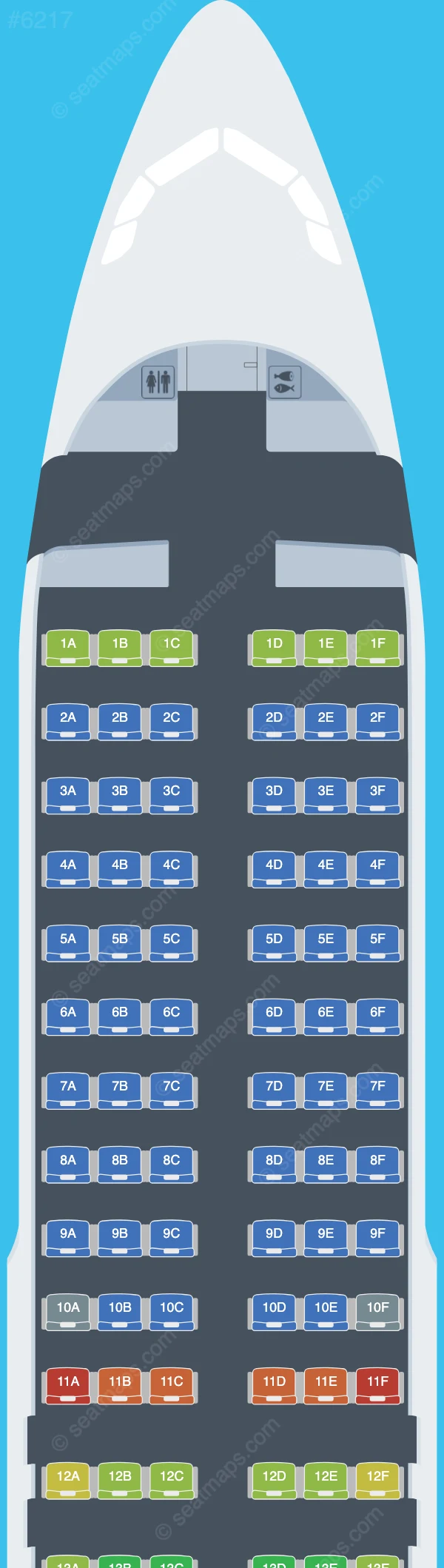 Tianjin Airlines Airbus A320-200 V.1 seatmap preview