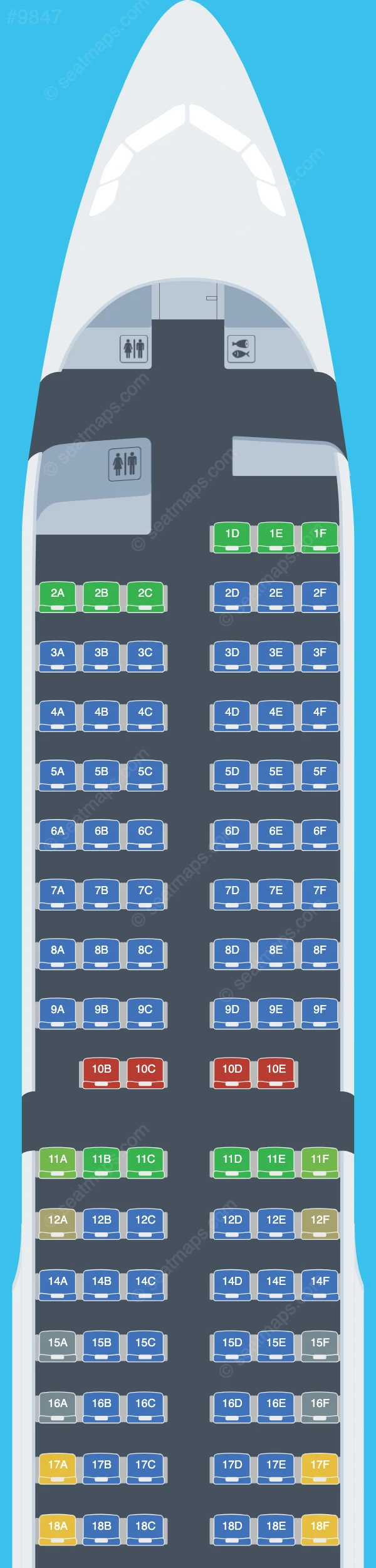 Nordwind Airlines Airbus A321-200 V.2 seatmap preview