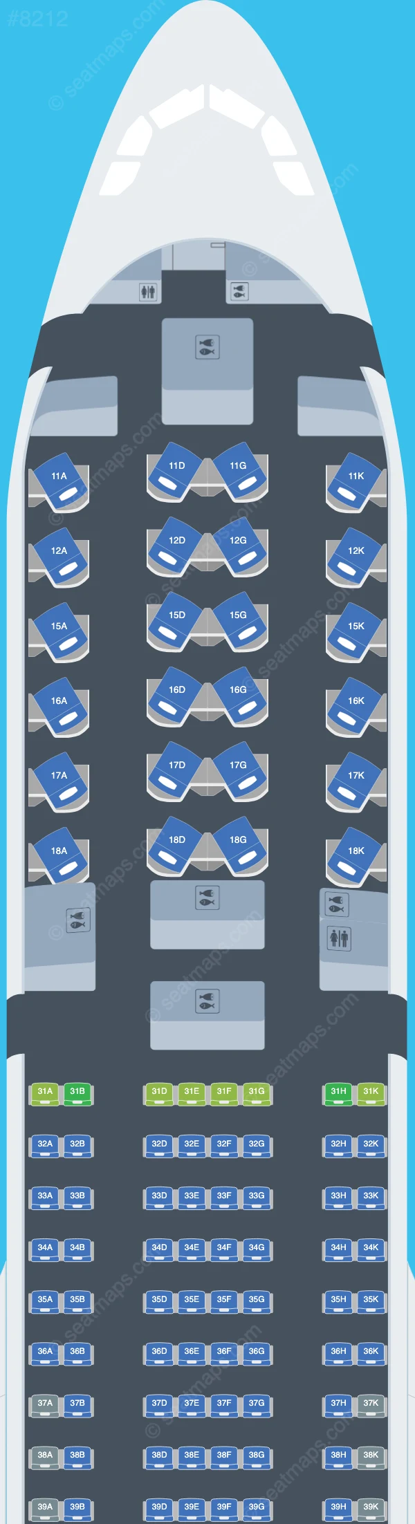 Lucky Air Airbus A330-300 seatmap preview
