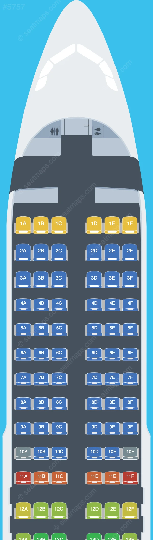 Frontier Airlines Airbus A320neo seatmap preview