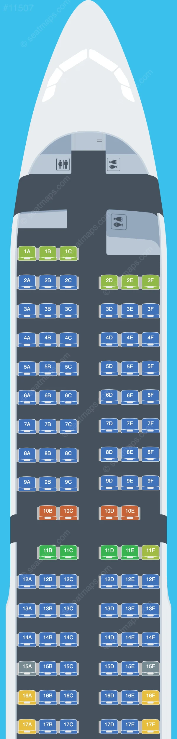 Global Crossing Airlines Airbus A321-200 V.1 seatmap preview