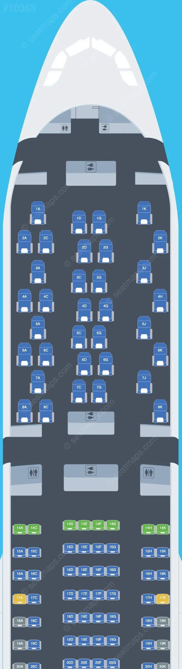 Nordwind Airlines Airbus A330-300 seatmap preview