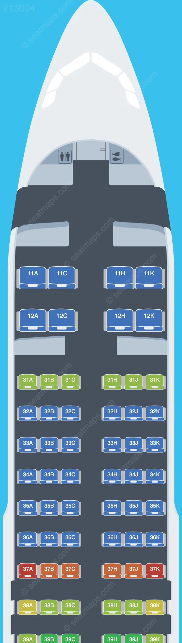 Hong Kong Airlines Airbus A320-200 V.2 seatmap preview