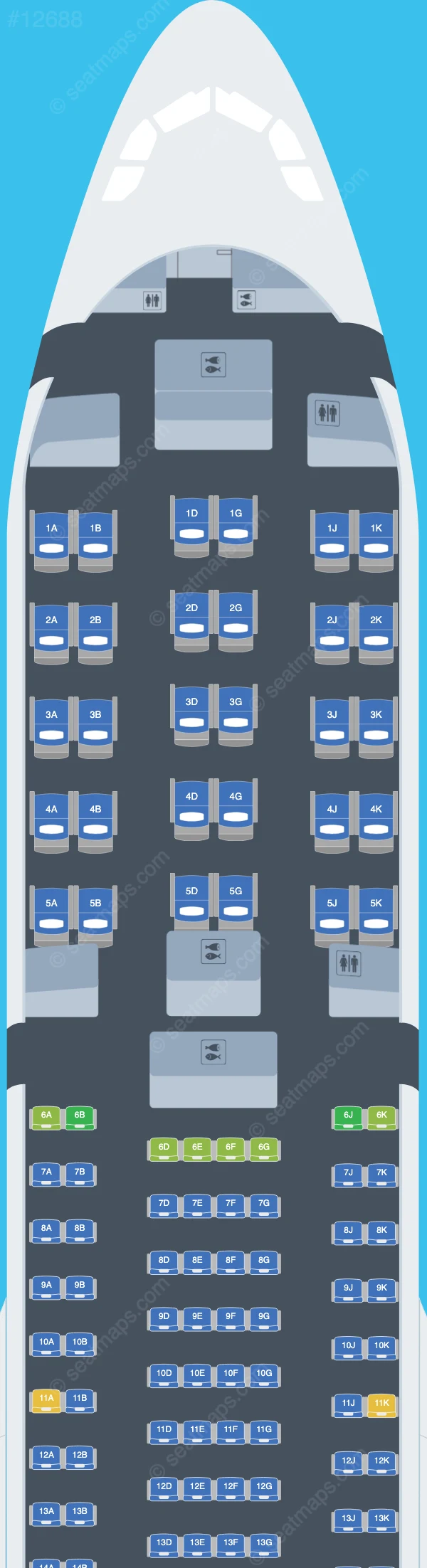 Plus Ultra Líneas Aéreas Airbus A330-300 seatmap preview