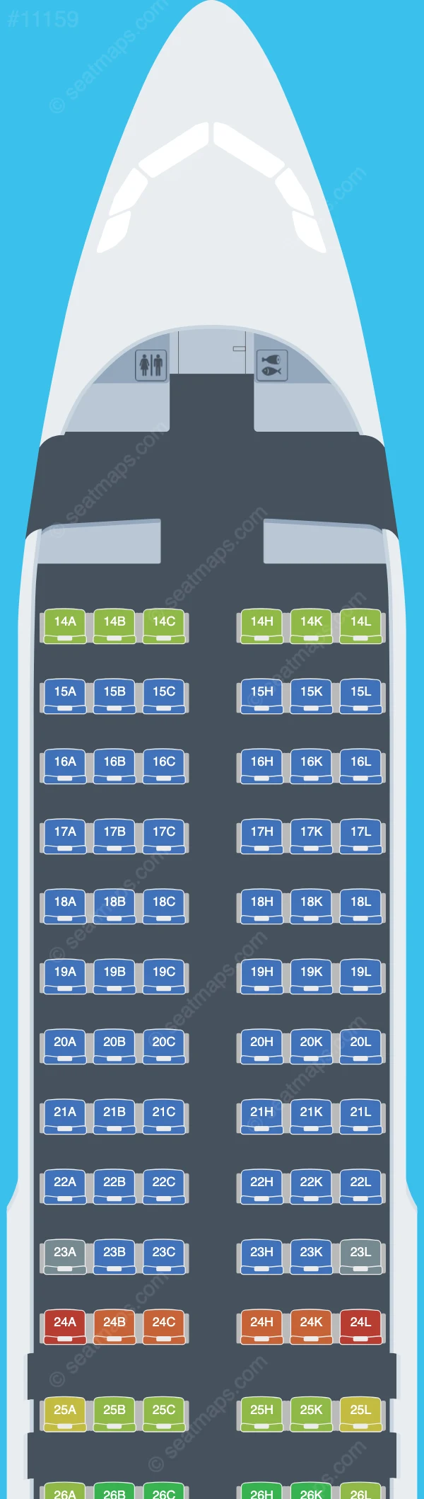 AZAL Azerbaijan Airlines Airbus A320neo seatmap preview