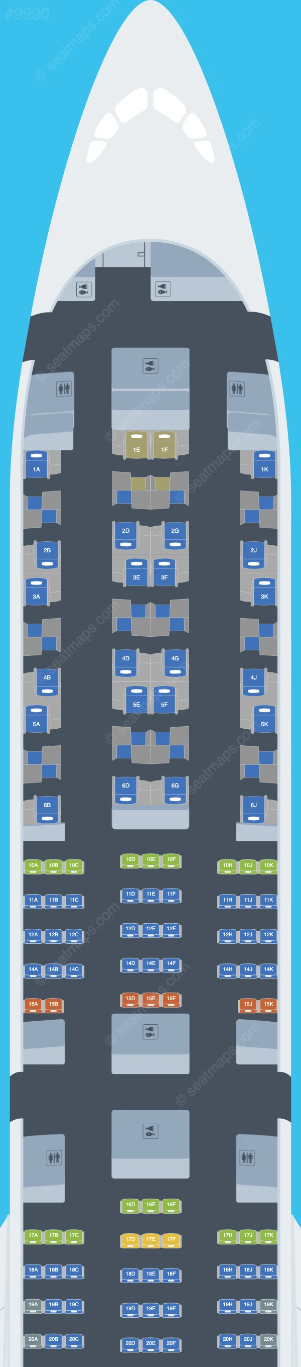 Qatar Airways Airbus A350-1000 V.2 seatmap preview