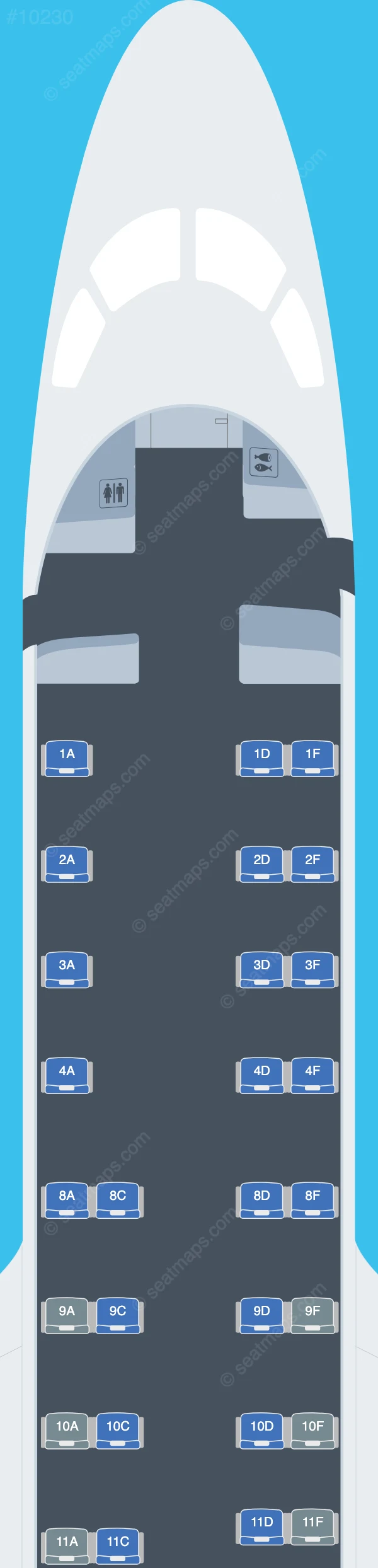 Envoy Air Embraer E170 seatmap preview