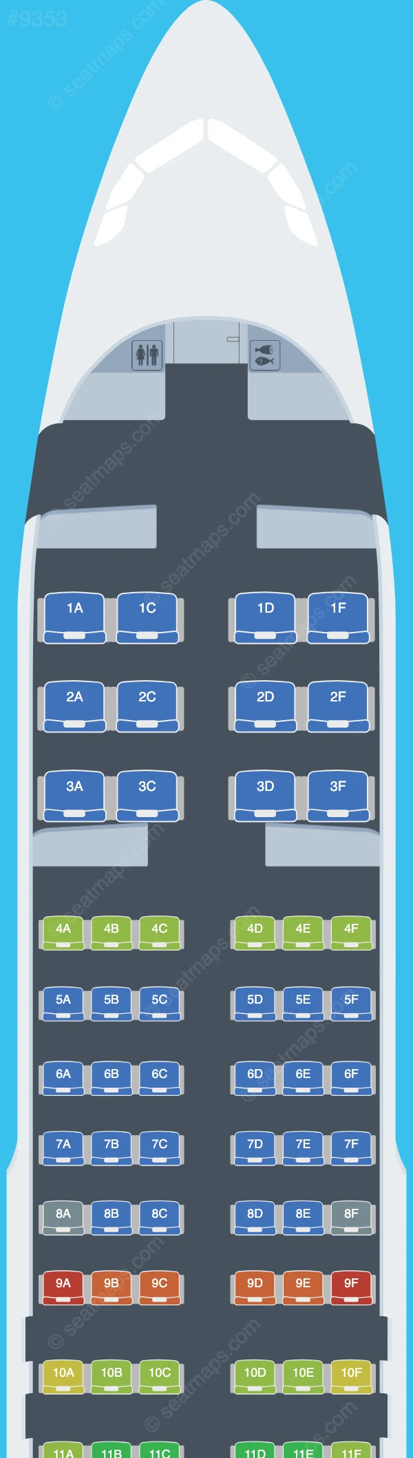 Ural Airlines Airbus A320-200 V.1 seatmap preview