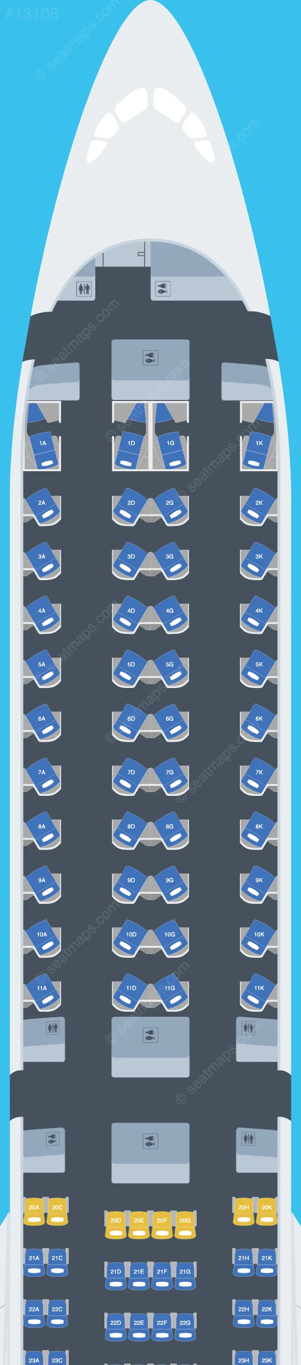 Starlux Airlines Airbus A350-1000 seatmap preview