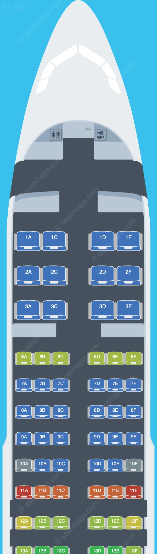 Aeroflot Airbus A320neo seatmap preview