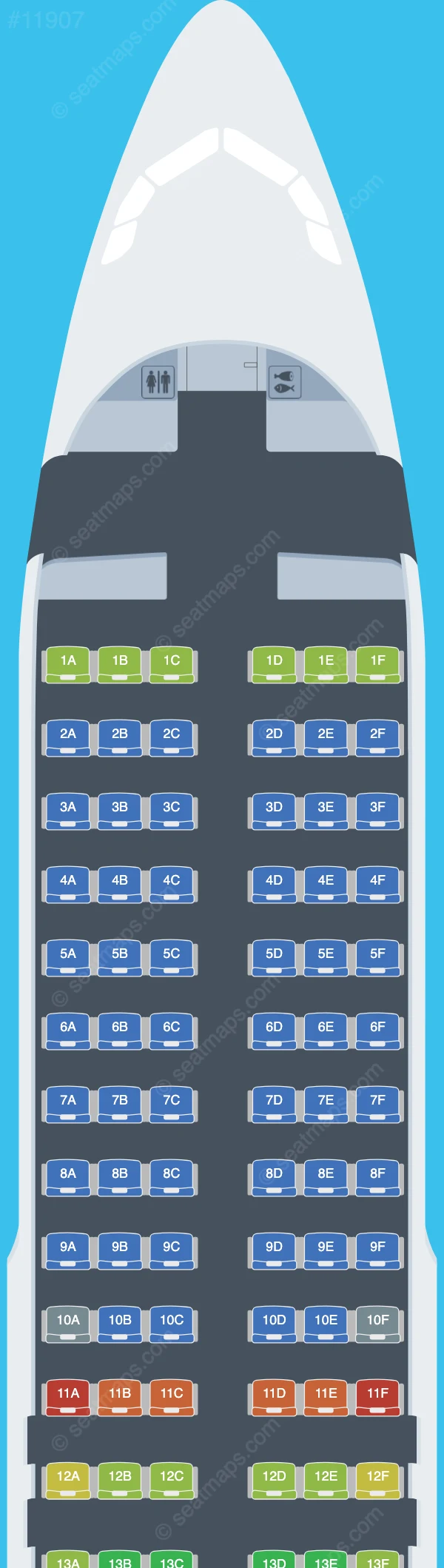 FlyArystan Airbus A320-200 seatmap preview