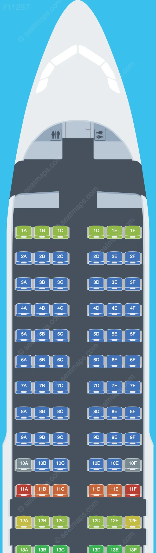 Airhub Airlines Airbus A320-200 seatmap preview