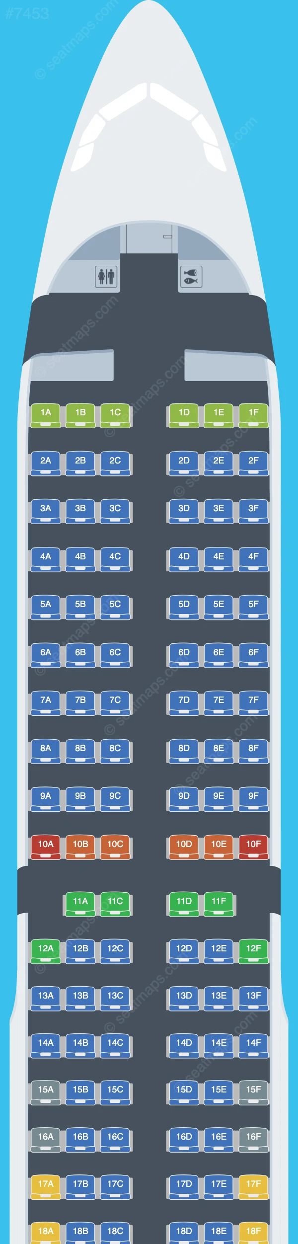 Tianjin Airlines Airbus A321-200 V.1 seatmap preview