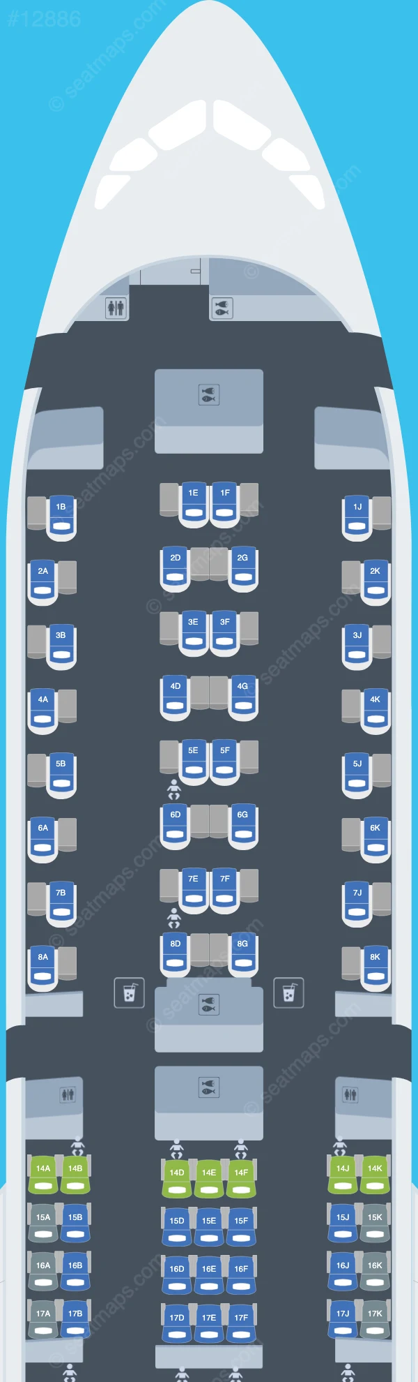 Emirates Airbus A350-900 V.2 seatmap mobile preview