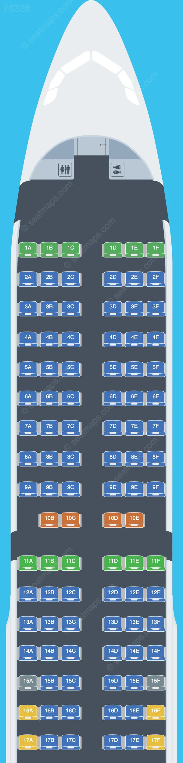 Windrose Airlines Airbus A321-200 seatmap preview